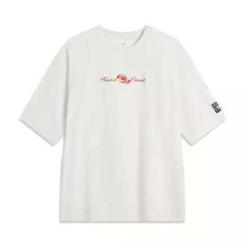 Li Ning Bad Five Модная Универсальная Повседневная Свободная Футболка с Круглым Вырезом и Принтом Букв Мужские Топы Цветочный-Серый Облачно-Белый AHSVA11-1 S