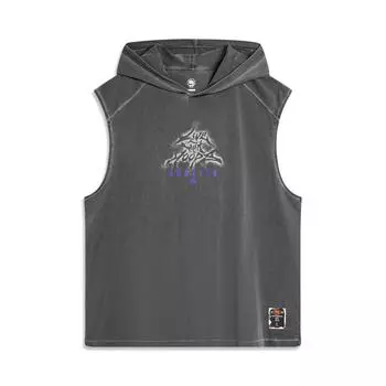 Li Ning Bad Five однотонный спортивный жилет с капюшоном и буквенным принтом, мужские жилеты темно-серого цвета AVSU459-3 L