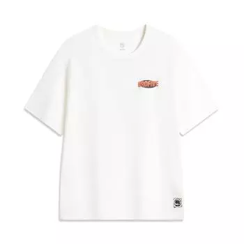 Li-Ning Футболка Badfive Basketball Series с принтом букв и круглым вырезом, свободная, мужская, цвет белый AHSU149-1 L