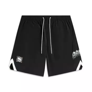 Li-Ning Badfive Basketball Series Letter Print, шорты средней посадки, затягивающиеся шнурком, прямые, повседневные, мужские шорты, черные AKSU109-1 2XL