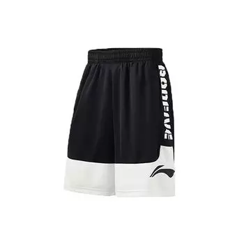 Li-Ning Badfive Баскетбольная серия с буквенным принтом, быстросохнущие сращенные спортивные шорты, мужские брюки, черные AAPS127-1 S