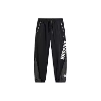 Li-Ning Badfive Баскетбольная серия с буквенным принтом и шнурком, вязаные джоггеры, мужские брюки, черные AYKU391-3 L