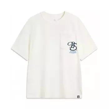 Li Ning Badfive Буква Круглый вырез Дышащая Мягкая Удобная Свободная Футболка с коротким рукавом Мужские футболки Молочно-белый AHSV651-1 M