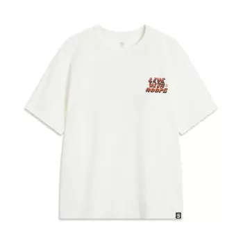 Li Ning Badfive Буква Круглый вырез Дышащая Универсальная Свободная Футболка с коротким рукавом Мужская футболка Молочно-белый AHSV023-1 M