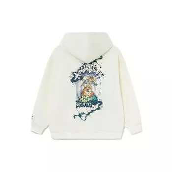 Li Ning Badfive Changan Молодежная вышитая толстовка с капюшоном с принтом унисекс белая AWDRF91-3 XS