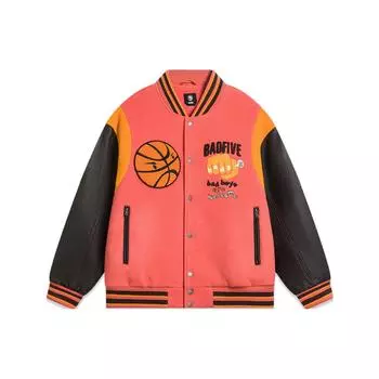 Li Ning Badfive Color Block Letter Print Свободная короткая куртка Мужская куртка малинового цвета AJMT089-2 L