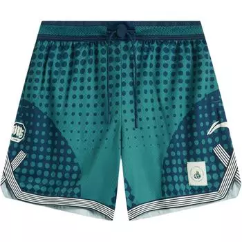 Li-Ning Badfive Color Block средней посадки со шнурком удобные дышащие прямые баскетбольные шорты мужские шорты темно-синие стрекоза-зеленые AAPU235-1 M