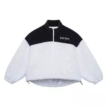 Li Ning Badfive цветной блок логотип бренда вышитый овечий флис свободный открытый кардиган длинный рукав спортивная куртка женская верхняя одежда белый AFDSA74-3 S