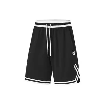 Li Ning Badfive цветные блочные буквы средней талии завязывающиеся шнурком прямые спортивные шорты мужские шорты черные AAPU111-1 L