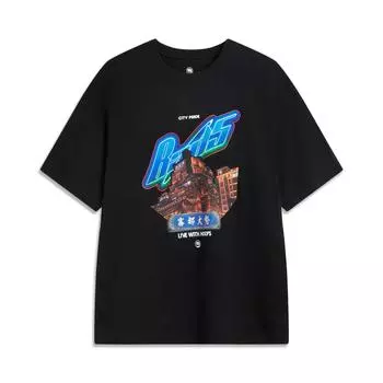 Li Ning Badfive Fog City Модная Универсальная Повседневная Свободная Футболка с Коротким Рукавом и Принтом в Виде Букв Мужские Футболки AHSVD99-1 S