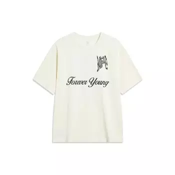 Li-Ning Badfive Футболка с круглым вырезом и короткими рукавами с буквенным принтом Топы унисекс Off-White AHST917-1 XL