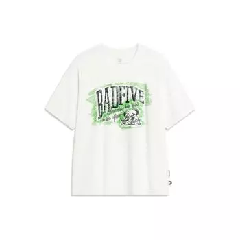 Li-Ning Футболка унисекс с коротким рукавом и надписью Badfive Graffiti Letter, цвет молочно-белый AHST519-1 XL