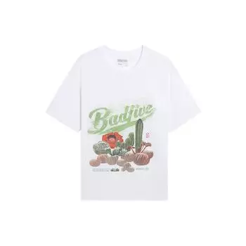 Li-Ning Badfive Grass And Wood Warriors Series Футболка с круглым вырезом и короткими рукавами с принтом, мужские топы, белые AHSS731-1 L