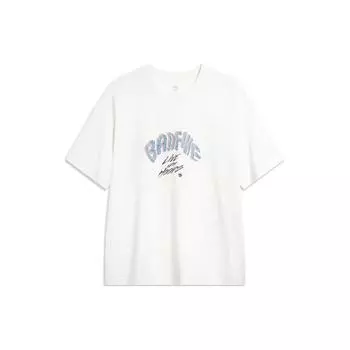 Li Ning Badfive High Street American Vintage Letter Круглый вырез свитера Ранняя весна короткий рукав футболки мужские футболки Off-White AHSU427-2 M