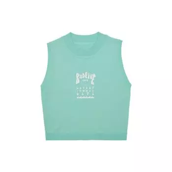 Li Ning Badfive Holiday Carnival Letter Print пуловер жилет с круглым вырезом женские топы ледяной зеленый AMVS006-2 S