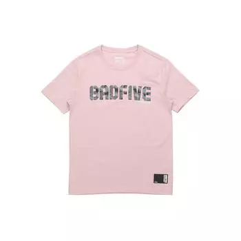 Li Ning Badfive камуфляж буквенный принт спортивная круглая горловина короткий рукав футболка мужские топы светло-лавандовый AHSP077-5 M