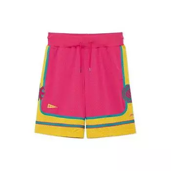 Li Ning Badfive Контрастные свободные баскетбольные спортивные повседневные шорты мужские шорты розовые AAPR437-1 L