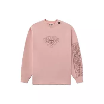 Li Ning Badfive Letter Cashew Flower Pattern Printed Pullover Casual Sweatshirt Unisex Sweatshirt Fog-Rose-Pink AWDR777-3 XL