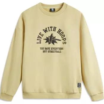 Li Ning Badfive Letter Knit Crew Neck Pullover Long Sleeve Sweatshirt Men Sweatshirt Lotus-Yellow AWDV195-6 M