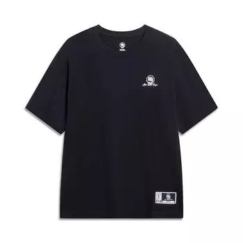 Li-Ning Мужская футболка с коротким рукавом и круглым вырезом с буквенным логотипом Badfive, черные AHST281-2 L