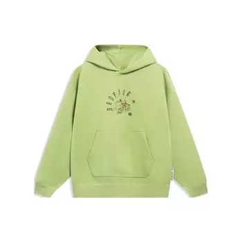 Li Ning Badfive Letter Pattern Printed Loose Pullover Hoodie Unisex Hoodies Fresh-Moss-Green AWDT093-5 L