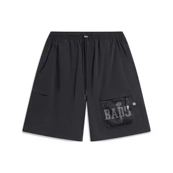 Li-Ning Badfive Letter Print Быстросохнущие свободные спортивные шорты мужские шорты черные AKST513-1 M