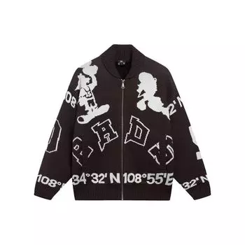 Li Ning Badfive Letter Print Faux Lamb Wool Loose Jacket Men Jacket Charcoal Brown AMBS161-2 L