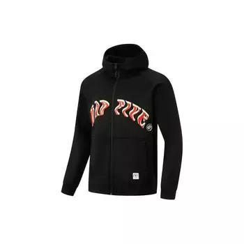 Li Ning Badfive Letter Print Hooded Sports Sweatshirt Men Sweatshirt Black AWDU095-1 L