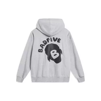 Li Ning Badfive Letter Print Loose Hoodie Unisex Hoodies Flower-Gray AWDT869-2 M