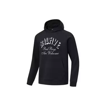 Li Ning Badfive Letter Print Loose Hoodie Unisex Hoodies Black AWDT887-4 S