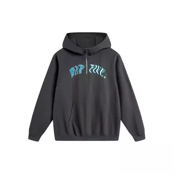 Li Ning Badfive Letter Print Loose Pullover Hoodie Men Hoodies Dark-Grey AWDU087-7 L