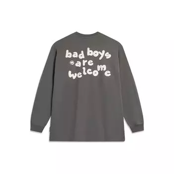 Li Ning Badfive Letter Print Loose Round Neck Sweatshirt Unisex Sweatshirt Street-Grey AWDT891-1 M