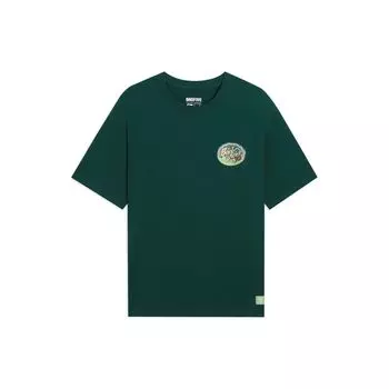 Li Ning Badfive Letter Print Round Neck Pullover Short Sleeve T Shirt Men Tops Dark-Green AHSS739-6 M