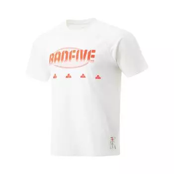 Li-Ning Badfive Letter Print Round Neck Quick-Dry Breathable Short Sleeve T-Shirt Men Tops Off-White ATSU079-1 M