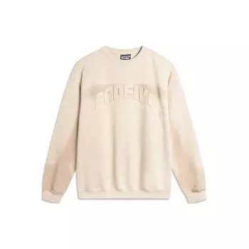 Li Ning Badfive Letter Print Round Neck Loose Knit Pullover Sweatshirt Men sweatshirt Fog-Khaki AWDU717-2 L