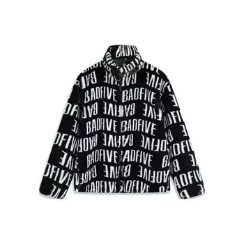 Li Ning Badfive Letter Print Теплая свободная трикотажная флисовая куртка мужская куртка черного цвета AFDT661-2 XL