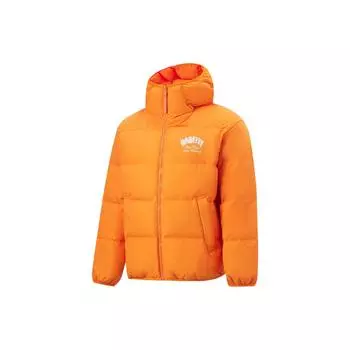 Li-Ning Badfive Letter Print Водонепроницаемая свободная короткая куртка-пуховик для мужчин, осенне-оранжевая AYMT141-7 XXL