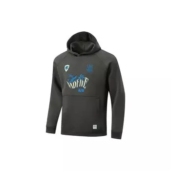 Li Ning Badfive Letter Print Warm Loose Hoodie Мужские толстовки с капюшоном темно-серого цвета AWDU083-8 3XL