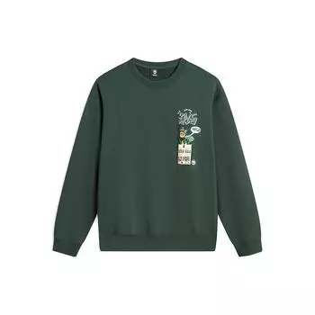 Li Ning Badfive Letter Round Neck Loose Sweatshirt Unisex Sweatshirt Dark-Green AWDTE05-2 XL