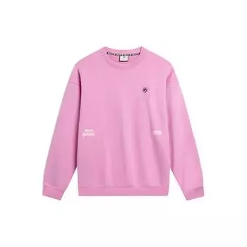Li Ning Badfive Letter Round Neck Loose Sweatshirt Unisex Sweatshirt Dream-Pink AWDTB87-2 L