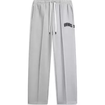 Li-Ning Badfive Letter Straight Leg Drawstring Fleece Mid Waist Loose Knit Sports Pants Men Bottoms Gray Mixed-Gray AKLU521-4 L
