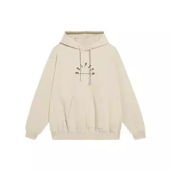 Li-Ning Свободная худи с логотипом Badfive, топы унисекс, светло-молочно-коричневые, AWDT091-6 S