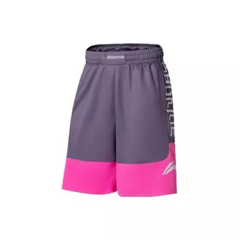 Li Ning Badfive Logo Print Spliced Loose Competition Casual Shorts Men shorts Purple Fluorescent-Pink AAPR371-4 S