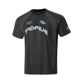 Li Ning Badfive Модная Универсальная Повседневная Свободная Футболка с Коротким Рукавом и Принтом Полосок и Букв Мужские Топы Черный ATSV619-1 S