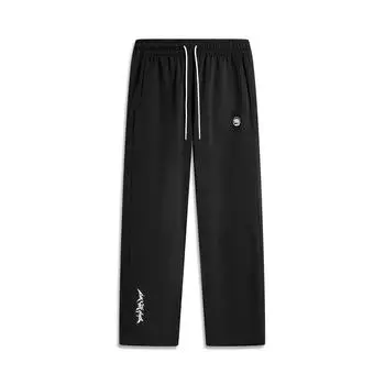 Li-Ning Badfive Moisture-Wicking Loose Straight-Leg Knitted Sports Pants Men Bottoms Black AKLU201-1 S