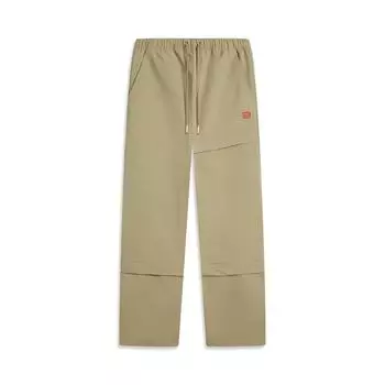 Li Ning Badfive Однотонные брюки средней посадки на кулиске, удобные, дышащие, повседневные, мужские, низ, хаки AYKUA23-3 2XL