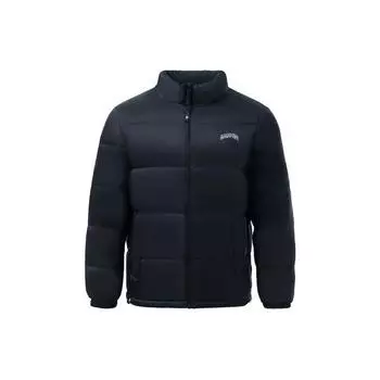 Li Ning Badfive однотонный пуховик с застежкой-молнией и воротником-стойкой, длинный рукав, мужская верхняя одежда, черный AYMS261-1 XXL