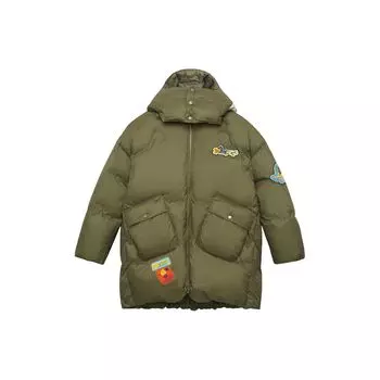 Li Ning Badfive однотонный узор на молнии пуховик мужской верхняя одежда зеленый AYMS323-1 L