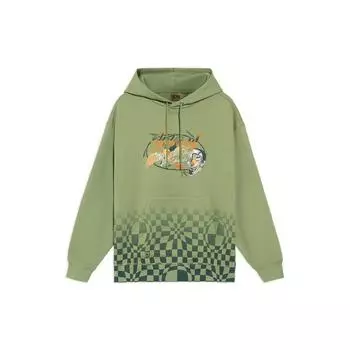 Li-Ning Badfive Повседневная баскетбольная серия с клетчатым принтом, свободная толстовка унисекс, зеленая худи AWDRH63-2 XL