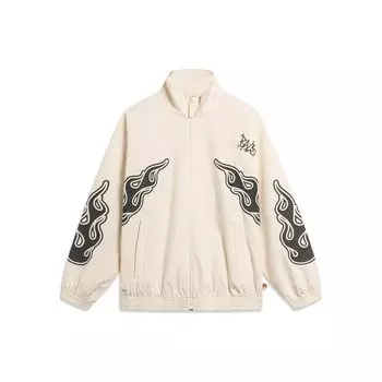 Li Ning Badfive Повседневная мужская куртка с принтом в виде букв Tea Flame, свободная спортивная куртка со стойкой и воротником-стойкой, светло-желтая AFDT909-3 2XL